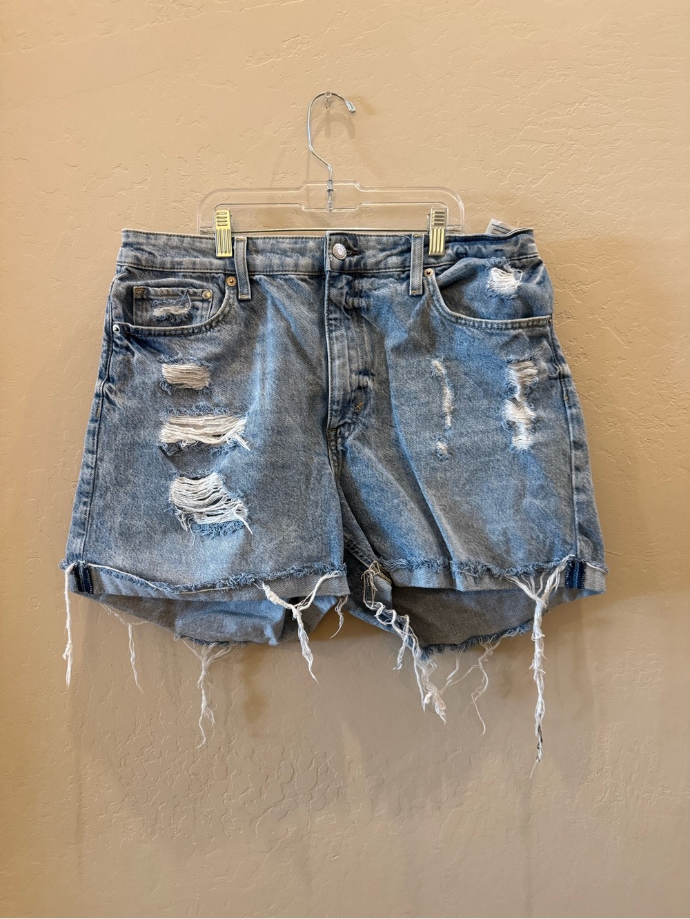 H&M Light Blue Distressed Denim Jean Shorts #P107
